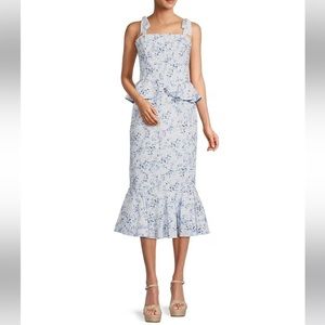 Antonio Melani x Born on Fifth Pippa Blue Floral Flare Peplum Dress